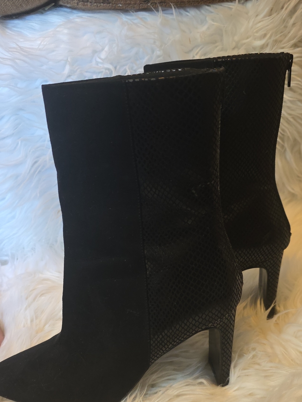 ASOS Black Suede & Textured Ankle Booties